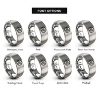 font options for inside engraving on gray compass pattern rings
