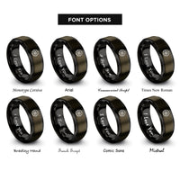 font options for inside engraving on gunmetal & black compass pattern rings
