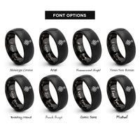 font options for inside engraving on black compass paw rings