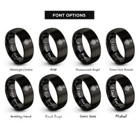 font options for inside engraving on black compass paw rings