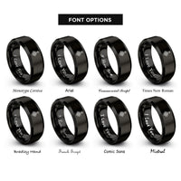 font options for inside engraving on black compass paw rings