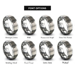 font options for inside engraving on silver compass paw rings