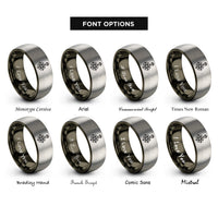 font options for inside engraving on gunmetal & gray compass paw rings