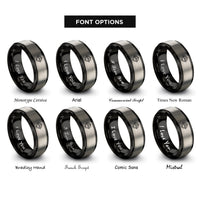 font options for inside engraving on black & silver compass peak rings