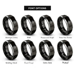 font options for inside engraving on black & grey compass peak rings