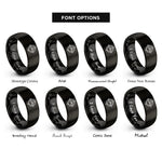 font options for inside engraving on black compass peak rings
