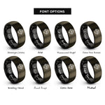font options for inside engraving on gunmetal & black compass peak rings