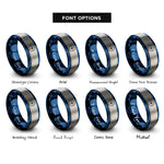 font options for inside engraving on blue & grey compass points rings