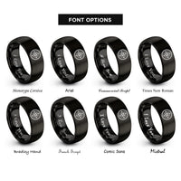 font options for inside engraving on black compass rope rings