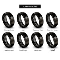 font options for inside engraving on black compass rope rings