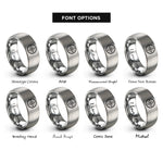 font options for inside engraving on silver compass rope rings
