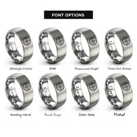 font options for inside engraving on silver compass rope rings
