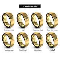 font options for inside engraving on black & gold compass rose rings