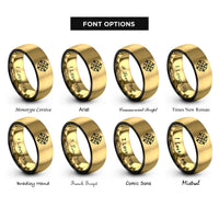 font options for inside engraving on black & gold compass rose rings