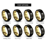 font options for inside engraving on black & gold compass rose rings
