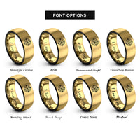 font options for inside engraving on black & gold compass rose rings