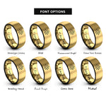 font options for inside engraving on black & gold compass rose rings