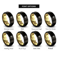 font options for inside engraving on black & gold compass rose rings