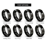 font options for inside engraving on black & grey compass rose rings