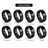 font options for inside engraving on black compass rose rings