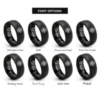 font options for inside engraving on black compass rose rings