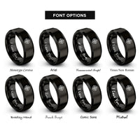 font options for inside engraving on black compass rose rings