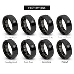 font options for inside engraving on black compass rose rings