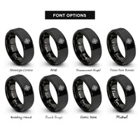 font options for inside engraving on black compass rose rings
