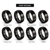 font options for inside engraving on black compass rose rings