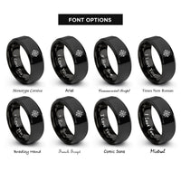 font options for inside engraving on black compass rose rings