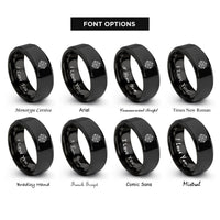 font options for inside engraving on black compass rose rings