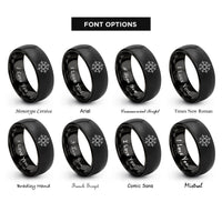 font options for inside engraving on black compass rose rings