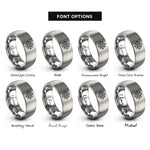 font options for inside engraving on grey compass rose rings