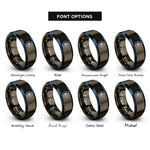 font options for inside engraving on gunmetal & blue compass rose rings