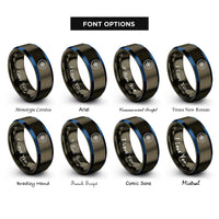 font options for inside engraving on gunmetal & blue compass rose rings