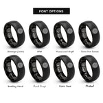 font options for inside engraving on black compass rose mandala rings