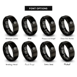 font options for inside engraving on black compass rose mandala rings