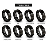 font options for inside engraving on black compass rose mandala rings