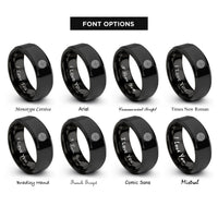 font options for inside engraving on black compass rose mandala rings