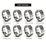 font options for inside engraving on grey compass rose mandala rings