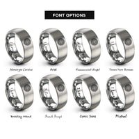 font options for inside engraving on grey compass rose mandala rings