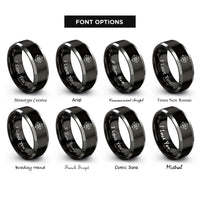 font options for inside engraving on black & grey compass rose mini rings