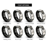 font options for inside engraving on black & silver compass rose mini rings