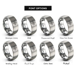 font options for inside engraving on gray compass rose mini rings