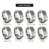 font options for inside engraving on gray compass rose mini rings