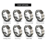 font options for inside engraving on silver compass rose mini rings