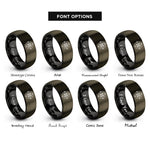 font options for inside engraving on gunmetal & black compass rose mini rings