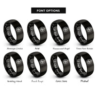 font options for inside engraving on black compass route line rings
