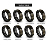 font options for inside engraving on gunmetal & black compass route line rings