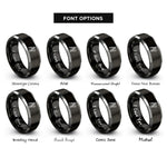 font options for inside engraving on black & silver compass ruler rings